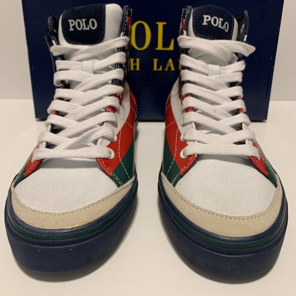 Polo Ralph Lauren Men's Solomon Flag-Print Sneakers Multicolor - Picture 7 of 9